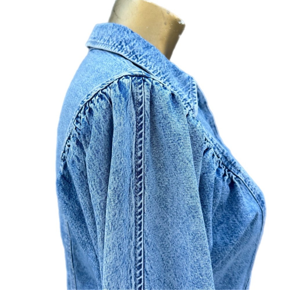 & Other Stories Puff Shoulder Cotton Denim Collared Button Down Shirt size 0 - Picture 6 of 13